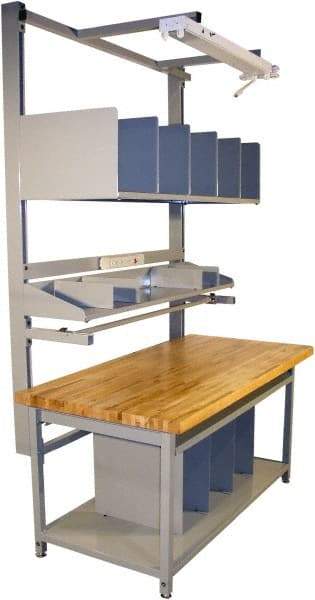 Proline - 72 Wide x 30" Deep x 36" High, Butcher Block Maple Workbench - Adjustable Height Legs, Gray - Industrial Tool & Supply