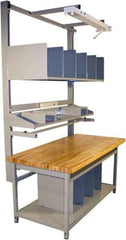 Proline - 72 Wide x 30" Deep x 36" High, Butcher Block Maple Workbench - Adjustable Height Legs, Gray - Industrial Tool & Supply