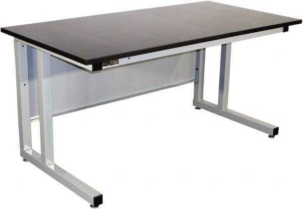 Proline - 60 Wide x 30" Deep x 30" High, Chem-Guard Workbench - Fixed Legs With Adjustable Height Glides, Gray - Industrial Tool & Supply