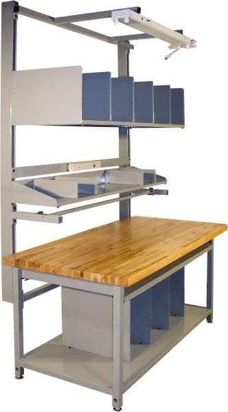 Proline - 60 Wide x 30" Deep x 36" High, Butcher Block Maple Workbench - Adjustable Height Legs, Gray - Industrial Tool & Supply
