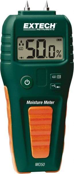 FLIR - 41 to 113°F Operating Temp, Moisture Meter - Digital Display, Accurate to ±3%, Includes (4) Pins, Protective Cap, 9V Battery - Industrial Tool & Supply