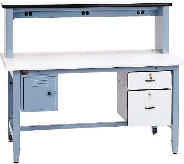 Proline - 60 Wide x 30" Deep x 30" High, Static Dissipative Workbench - Rolled Edge, Adjustable Height Legs, Light Blue - Industrial Tool & Supply