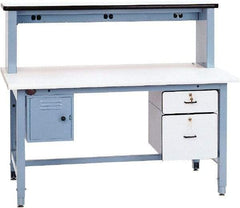 Proline - 72 Wide x 30" Deep x 30" High, Plastic Laminate Workbench - Rolled Edge, Adjustable Height Legs, Light Blue - Industrial Tool & Supply