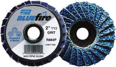 Norton - 60 Grit, 2" Disc Diam, Type 27 Zirconia Alumina Flap Disc - 30,000 Max RPM, Fiberglass Backing, Quick Change Type S Attaching System, Coated - Industrial Tool & Supply