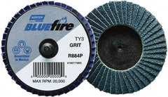 Norton - 120 Grit, 2" Disc Diam, Type 27 Zirconia Alumina Flap Disc - 30,000 Max RPM, Fiberglass Backing, Quick Change Type R Attaching System, Coated - Industrial Tool & Supply