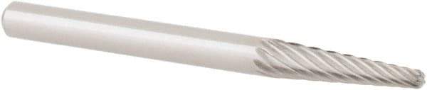 OSG - 1/8" Cut Diam, 1/8" Shank Diam, Taper Head Fluted Cut Burr - Carbide, Radius End, 1/2" LOC, 1-1/2" OAL - Industrial Tool & Supply