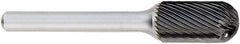 OSG - 3/8" Cut Diam, 1/4" Shank Diam, Cylinder with Radius Head Fluted Cut Burr - Carbide, Radius End, 3/4" LOC, 2" OAL - Industrial Tool & Supply