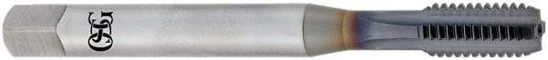 OSG - 3/4-16 UNF 2B 5 Flute TiCN Finish Powdered Metal Straight Flute Machine Tap - Bottoming, Right Hand Thread, 2" Thread Length, H5 Limit, Oversize, Through Coolant - Exact Industrial Supply