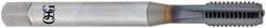 OSG - M6x1.00 Metric Coarse 6H 3 Flute TiCN Finish Powdered Metal Straight Flute Machine Tap - Bottoming, Right Hand Thread, 80mm OAL, 26mm Thread Length, D5 Limit, Oversize - Exact Industrial Supply