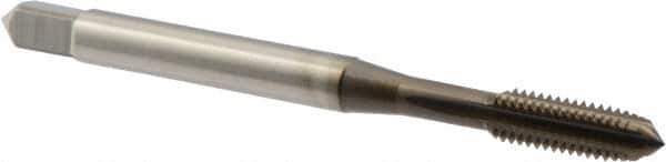 OSG - #10-32 UNF 4 Flute Nitride Finish Cobalt Straight Flute Standard Hand Tap - Plug, Right Hand Thread, 7/8" OAL, 0.194" Thread Length, H7 Limit, Oversize - Exact Industrial Supply