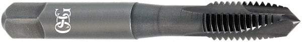 OSG - M7x1.00 Metric Coarse, 3 Flute, TiCN Finish, Vanadium High Speed Steel Spiral Point Tap - Plug Chamfer, Right Hand Thread, 2-23/32" OAL, 1-1/8" Thread Length, 0.318" Shank Diam, Series 289 - Exact Industrial Supply