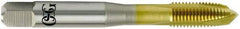 OSG - M12x1.25 Metric Fine, 3 Flute, TiN Finish, Vanadium High Speed Steel Spiral Point Tap - Plug Chamfer, Right Hand Thread, 3-3/8" OAL, 1-21/32" Thread Length, 0.367" Shank Diam, Series 11115 - Exact Industrial Supply