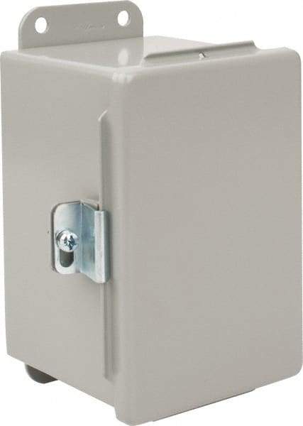 nVent Hoffman - Steel Junction Box Enclosure Hinge Flat Cover - NEMA 12, 13, 4" Wide x 6" High x 4" Deep - Industrial Tool & Supply