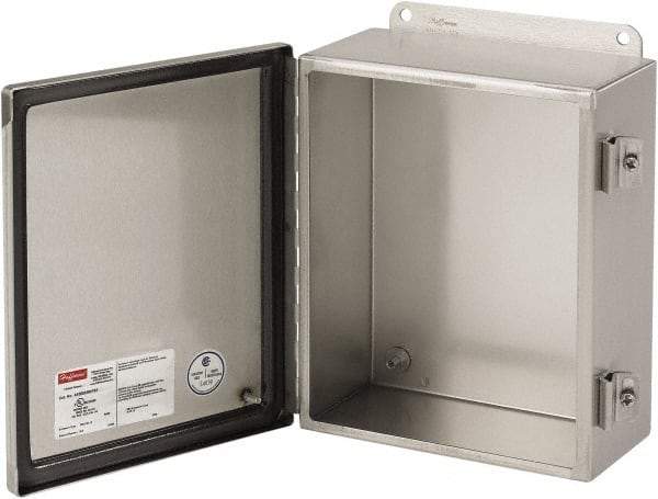 nVent Hoffman - Stainless Steel Junction Box Enclosure Hinge Flat Cover - NEMA 4, 12, 13, 4X, 6" Wide x 6" High x 4" Deep - Industrial Tool & Supply