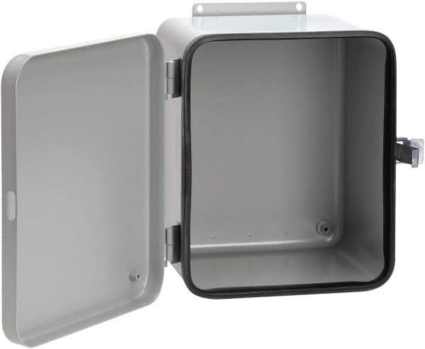 nVent Hoffman - Steel Junction Box Enclosure Hinge Flat Cover - NEMA 12, 13, 8" Wide x 10" High x 6" Deep - Industrial Tool & Supply