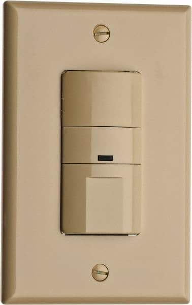 Cooper Wiring Devices - 450 Square Ft. Coverage, Infrared Vacancy Sensor Wall Switch - 600 at 120 V Incandescent, 600 at 120 V Fluorescent, 120 VAC, Ivory - Industrial Tool & Supply