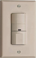 Cooper Wiring Devices - 450 Square Ft. Coverage, Infrared Vacancy Sensor Wall Switch - 600 at 120 V Incandescent, 600 at 120 V Fluorescent, 120 VAC, Light Almond - Industrial Tool & Supply