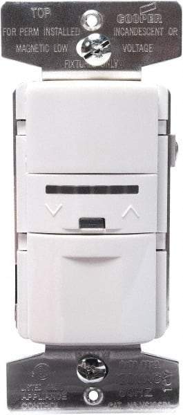 Cooper Wiring Devices - 1,000 Square Ft. Coverage, Infrared Vacancy Sensor Wall Switch - 600 at 120 V Incandescent, 600 at 120 V Fluorescent, 120 VAC, White - Industrial Tool & Supply