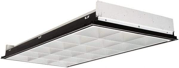 Cooper Lighting - 2 Lamps, 32 Watts, 2' x 2', Electronic Ballast Fluorescent Lamp Troffer - 9 Cells, 120 to 277 Volt, Polyethylene Diffuser, Steel Troffer - Industrial Tool & Supply