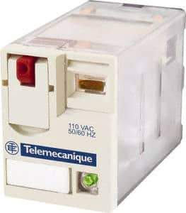 Schneider Electric - 750 VA Power Rating, Electromechanical Plug-in General Purpose Relay - 1 Amp at 250 VAC & 28 VDC, 2 Amp at 250 VAC & 28 VDC, 3 Amp at 277 VAC & 28 VDC, 4CO, 240 VAC at 50/60 Hz - Industrial Tool & Supply