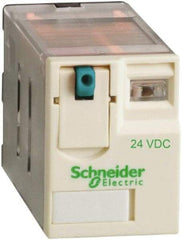 Square D - 8 Pins, Ice Cube Electromechanical Plug-in General Purpose Relay - 15 Amp at 277 V, DPDT, 24 VDC, 21mm Wide x 39mm High x 27mm Deep - Industrial Tool & Supply