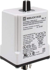 Square D - 8 Pin, 1 min Delay, Multiple Range DPDT Time Delay Relay - 10 Contact Amp, 110 VDC & 120 VAC - Industrial Tool & Supply