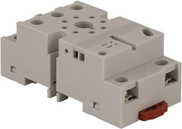 Square D - 8 Pins, 300 VAC, 5, 10 and 16 Amp, Octal Relay Socket - DIN Rail Mount, Panel Mount, 2 Tiers, Screw Clamp Terminal - Industrial Tool & Supply