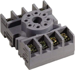 Square D - 8 Pins, 600 VAC, 10 and 15 Amp, Octal Relay Socket - DIN Rail Mount, Panel Mount, 1 Tier, Screw Clamp Terminal - Industrial Tool & Supply