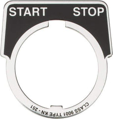 Square D - Metal Legend Plate - Start-Stop - Black Background, White Letters, 30mm Hole Diameter - Industrial Tool & Supply