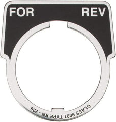 Square D - Metal Legend Plate - For-Rev - Black Background, White Letters, 30mm Hole Diameter - Industrial Tool & Supply