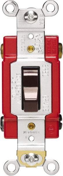 Cooper Wiring Devices - 4 Pole, 120 to 277 VAC, 20 Amp, Industrial Grade, Toggle, Wall and Dimmer Light Switch - 1.3 Inch Wide x 4.19 Inch High, Fluorescent - Industrial Tool & Supply