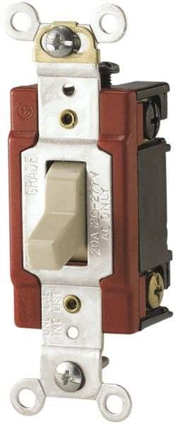 Cooper Wiring Devices - 3 Pole, 120 to 277 VAC, 20 Amp, Specification Grade, Toggle, Wall and Dimmer Light Switch - 1.31 Inch Wide - Industrial Tool & Supply