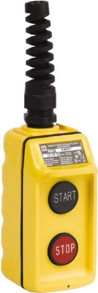 Schneider Electric - 2 Operator, Pushbutton Pendant Control Station - Start-Stop (Legend), Momentary Switch, NO/NC Contact, NEMA 4 - Industrial Tool & Supply