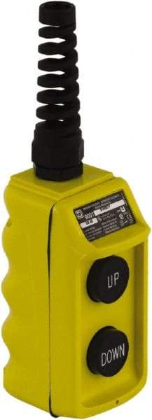 Schneider Electric - 2 Operator, Pushbutton Pendant Control Station - Up-Down (Legend), Momentary Switch, 2NO Contact, NEMA 4 - Industrial Tool & Supply