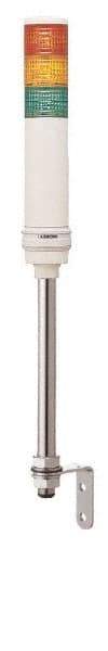 Square D - Red, Green & Orange LED Flashing & Steady Stackable Tower Light with Buzzer - 70 to 85 dB, Tube Mount, IP23 (Vertical Surface), IP54 (Flat Surface), 24 VAC/VDC, 14 to 122°F - Industrial Tool & Supply