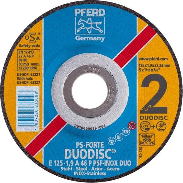 PFERD - 46 Grit, 4-1/2" Wheel Diam, Type 27 Depressed Center Wheel - Aluminum Oxide - Industrial Tool & Supply