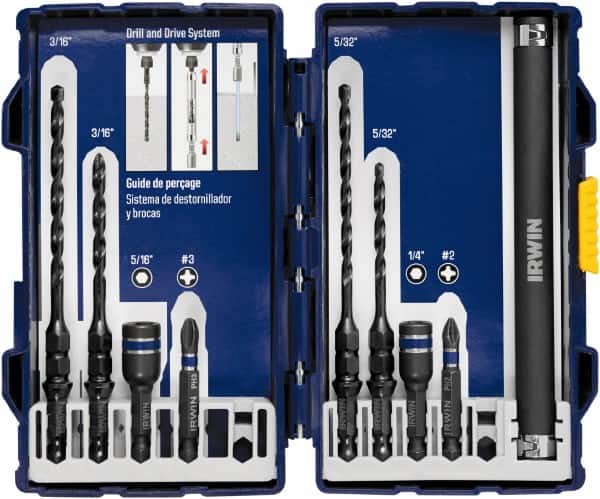 Irwin - 5/32 to 3/16", Oxide Finish, Carbide-Tipped Hammer Drill Bit Set - Industrial Tool & Supply