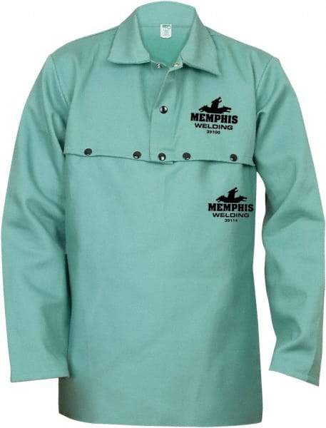 MCR Safety - Size M, Flame Resistant, Cape Sleeves & Bib - Cotton, 13.47 oz, Green - Industrial Tool & Supply