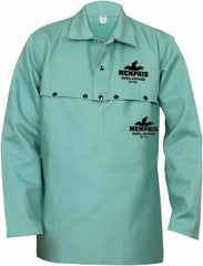 MCR Safety - Size S, Flame Resistant, Cape Sleeves & Bib - Cotton, 14 oz, Green - Industrial Tool & Supply