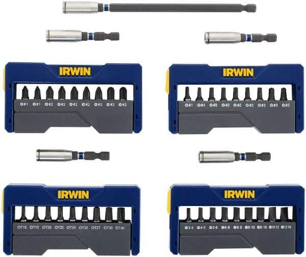 Irwin - 41 Piece, Phillips, Square, Torx, Slotted Handle, Insert Bit Set - #1 to #3 - Industrial Tool & Supply