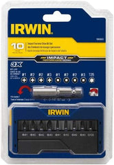 Irwin - 10 Piece, Phillips, Square, Torx Handle, Insert Bit Set - #1 to #3 - Industrial Tool & Supply