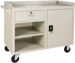 Value Collection - 1,000 Lb Capacity, 2 Shelf, 1 Drawer, 1 Door Mobile Cabinet - 45" Wide x 22" Deep x 38.19" High, Steel, Putty - Industrial Tool & Supply