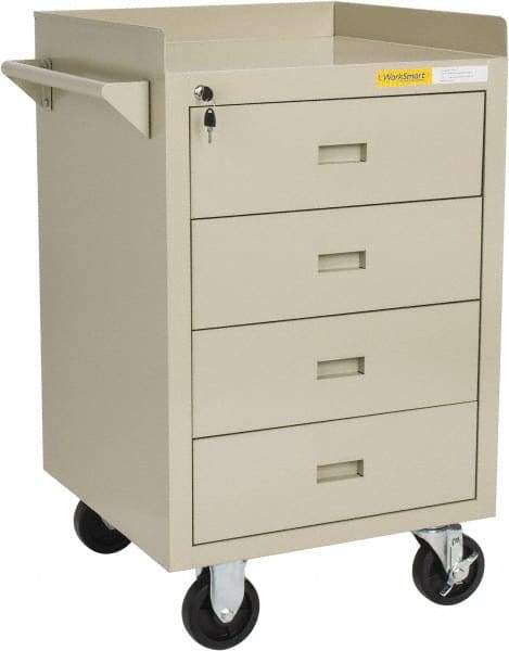 Value Collection - 600 Lb Capacity, 4 Drawer Mobile Bench - 23" Wide x 22" Deep x 38.19" High, Steel, Putty - Industrial Tool & Supply
