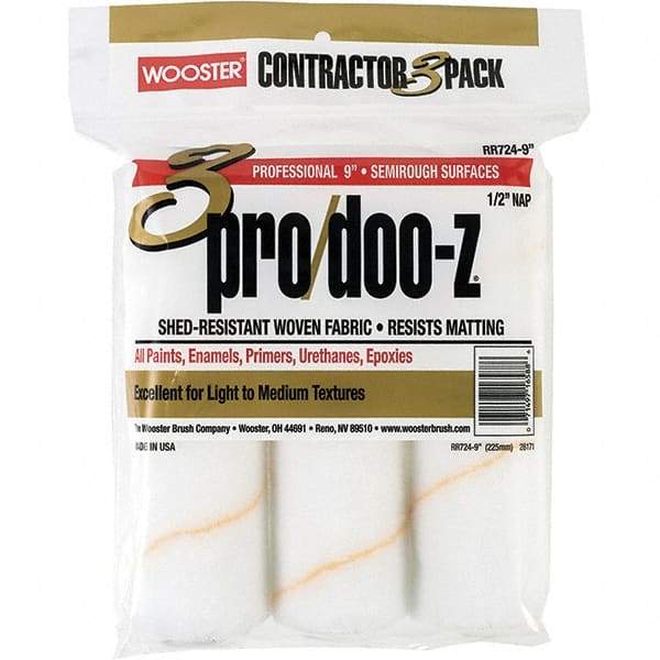 Wooster Brush - 1/2" Nap, 9" Wide Paint Roller - Semi-Rough Texture, Woven - Industrial Tool & Supply