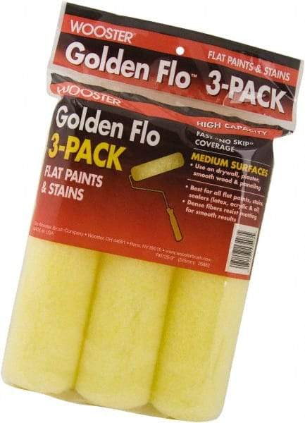 Wooster Brush - 3/8" Nap, 9" Wide Paint Roller - Medium Texture, Synthetic Knit - Industrial Tool & Supply