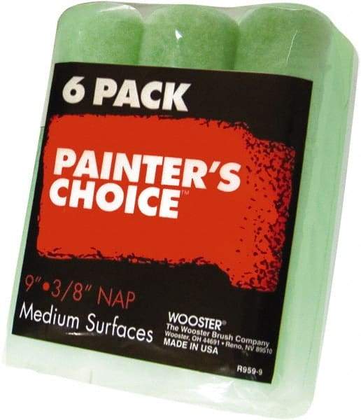 Wooster Brush - 3/8" Nap, 9" Wide Paint Roller - Medium Texture, Synthetic Knit - Industrial Tool & Supply