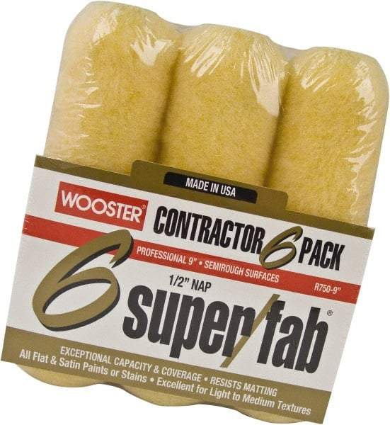Wooster Brush - 1/2" Nap, 9" Wide Paint Roller - Semi-Rough Texture, Synthetic Knit - Industrial Tool & Supply