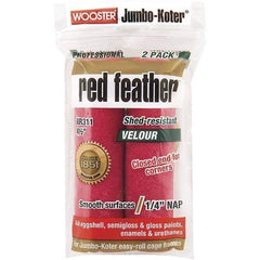 Wooster Brush - 1/4" Nap, 4-1/2" Wide Paint Mini Roller Covers - Smooth Texture, Velour - Industrial Tool & Supply