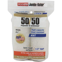 Wooster Brush - 1/2" Nap, 4-1/2" Wide Paint Mini Roller Covers - Semi-Rough Texture, Wool/Poly Blend - Industrial Tool & Supply