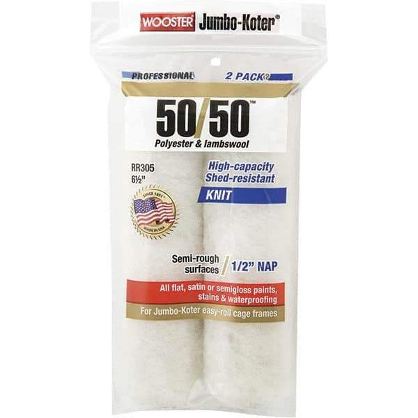 Wooster Brush - 1/2" Nap, 6-1/2" Wide Paint Mini Roller Covers - Semi-Rough Texture, Wool/Poly Blend - Industrial Tool & Supply